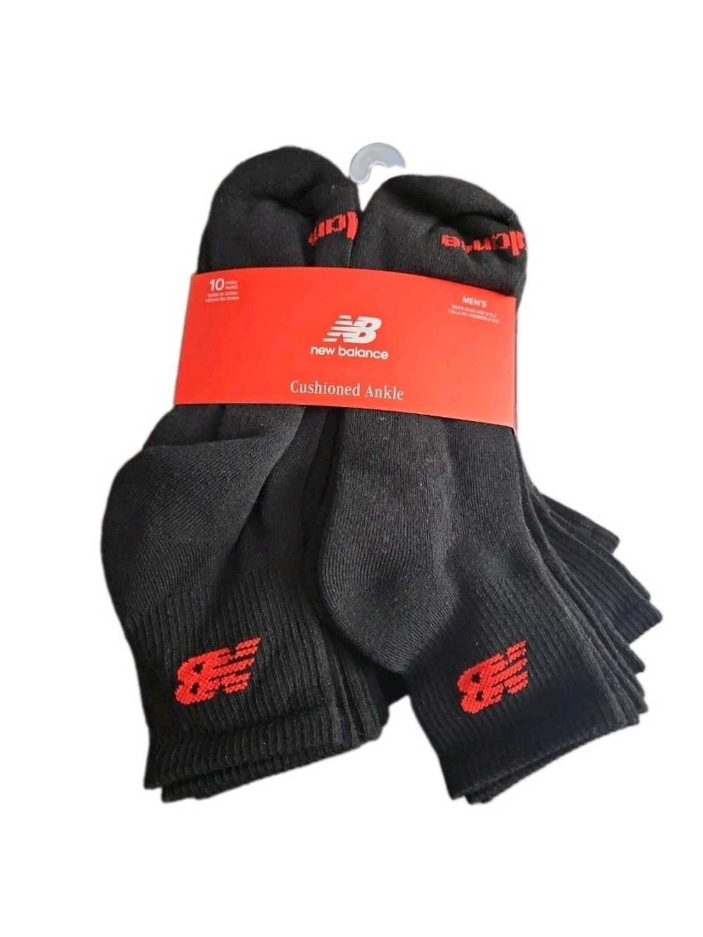 New Balance Mens 10 pairs Cushion Ankle socks Arch support SZ 8-12.5 Black